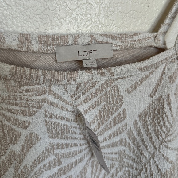 NWT Loft palm tree pattern linen beach vacation tropical bubble hem cami top - Picture 6 of 6